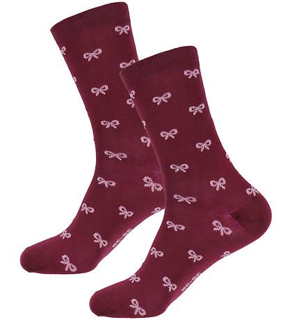 Chaussettes Fuzzies - 2 Pack - Bordeaux/Rose av. Boucles