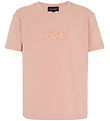 Emporio Armani T-shirt - Mahogany Rose w. Embroidery Emporio Armani T-shirt - Mahogany Rose w. Embroidery