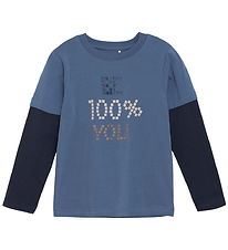 Blouse Minymo - China Blue av. Imprimé Blouse Minymo - China Blue av. Imprimé