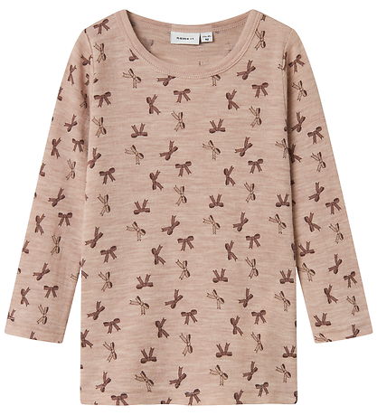 Name It Blouse - Wool - NmfWang - Shadow Gray/Bows