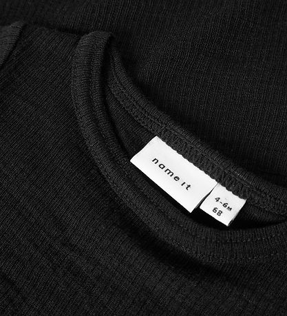 Name It Bodysuit l/s - Wool - Noos - Rib - NbnWax - Black