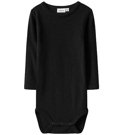 Name It Bodysuit l/s - Wool - Noos - Rib - NbnWax - Black