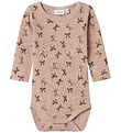 Name It Bodysuit l/s - Wool - NbfWang - Shadow Gray/Bows