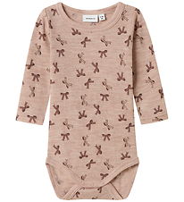 Name It Bodysuit l/s - Wool - NbfWang - Shadow Gray/Bows Name It Bodysuit l/s - Wool - NbfWang - Shadow Gray/Bows