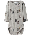 Name It Bodysuit l/s - Wool - NbmWang - Micro Chip/Forest Animal