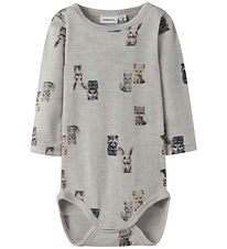 Name It Bodysuit l/s - Wool - NbmWang - Micro Chip/Forest Animal Name It Bodysuit l/s - Wool - NbmWang - Micro Chip/Forest Animal