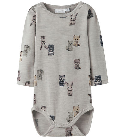 Name It Bodysuit l/s - Wool - NbmWang - Micro Chip/Forest Animal Name It Bodysuit l/s - Wool - NbmWang - Micro Chip/Forest Animal
