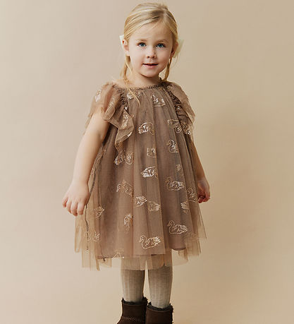 Sofie Schnoor Klänning - Blossom - Brun m. Glitter Sofie Schnoor Klänning - Blossom - Brun m. Glitter
