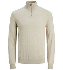 Jack & Jones Blouse - Knitted - Noos - JjeEmil - Oatmeal/Melange Jack & Jones Blouse - Knitted - Noos - JjeEmil - Oatmeal/Melange