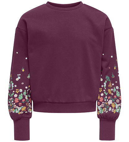 Kids Only Sweatshirt - KogBrooke - Mauve Wine/Sleeve Flower Kids Only Sweatshirt - KogBrooke - Mauve Wine/Sleeve Flower