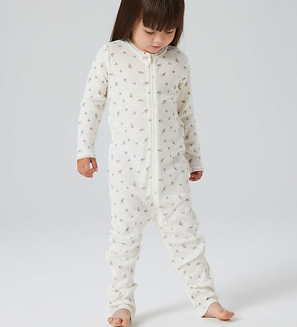 Name It Nightsuit - Wool - NmfWang - Snow White/Small flowers Name It Nightsuit - Wool - NmfWang - Snow White/Small flowers