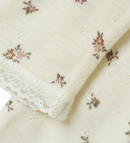 Name It Leggings - Wool - Noos - NbfWang - Snow White/Small flow