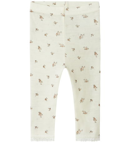 Name It Leggings - Wool - Noos - NbfWang - Snow White/Small flow