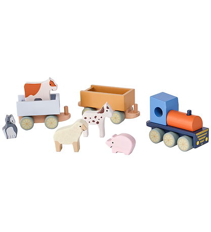Kids Concept Train w. Animals - 40 cm - Wood