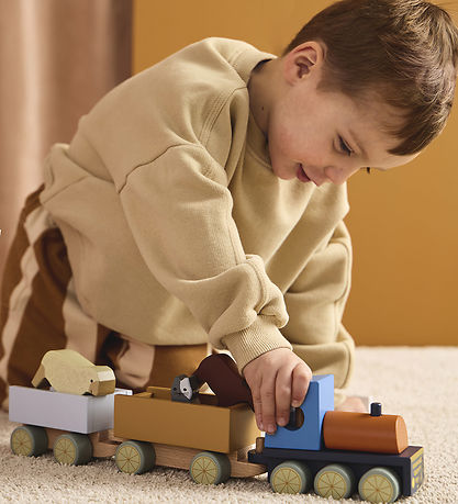 Kids Concept Train w. Animals - 40 cm - Wood