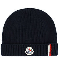 Moncler Beanie - Wool - Navy w. Logo Stripe