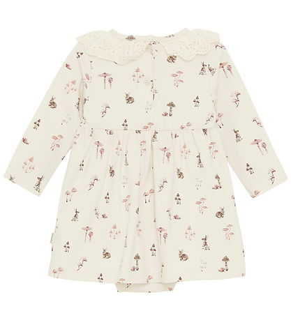 Minymo Bodysuit w. Skirt - AOP - Sandshell