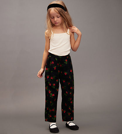 Mini Rodini Trousers - Black w. Cranberries
