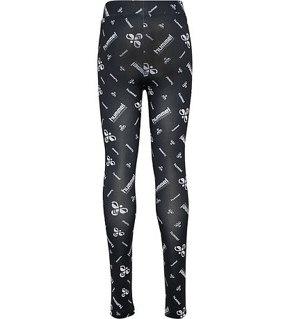 Hummel Leggings - hmlJR Gym - Black/White w. Logo