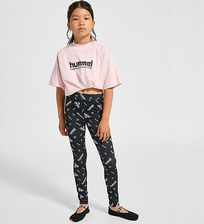 Hummel Leggings - hmlJR Gym - Black/White w. Logo
