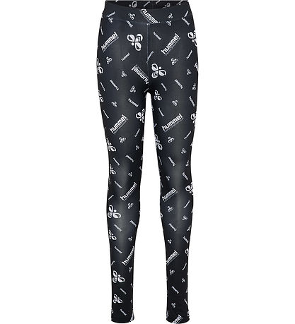 Hummel Leggings - hmlJR Gym - Black/White w. Logo