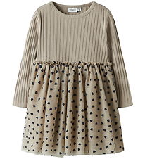 Name It Dress - Rib - NmfNea Tulle - Iceland Fossil