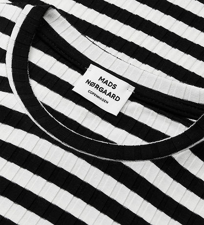 Mads Nørgaard Dress - Rib - Stripe Dubina - Black/Vanilla Ice