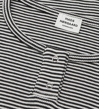 Mads Nørgaard Bluse - Rib - Stripe Tala - Schwarz/Vanilla Ice