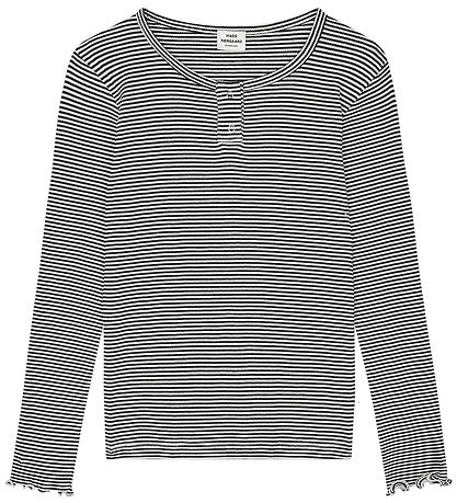 Mads Nørgaard Bluse - Rib - Stripe Tala - Schwarz/Vanilla Ice