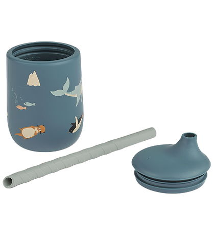Liewood Cup w. Straws - Silicone - Ellis - Arctic Sea/Ocean Vie