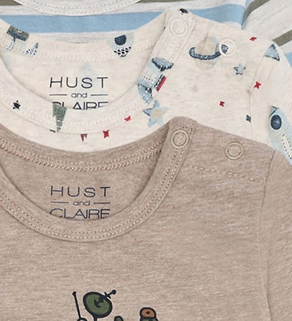 Hust and Claire Bodysuits l/s - 3-Pack - Bertram Rocket - Wheat 