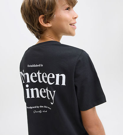Jack & Jones T-Shirt - JjNinety - Schwarz m. Weiß