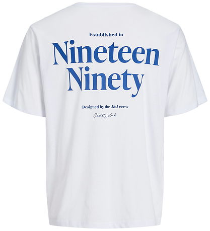 Jack & Jones T-shirt - JjNinety - White w. Blue Jack & Jones T-shirt - JjNinety - White w. Blue