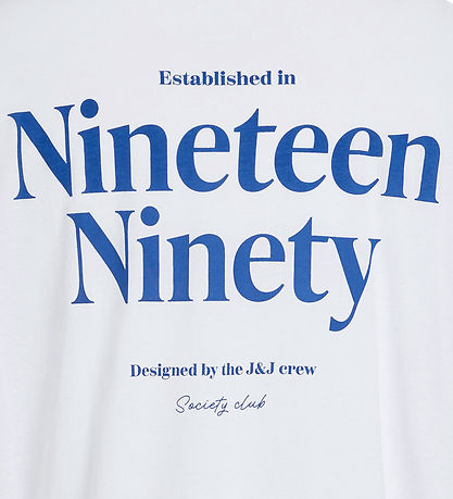 Jack & Jones Stuttermabolur - JjNinety - Hvítt M. Blátt