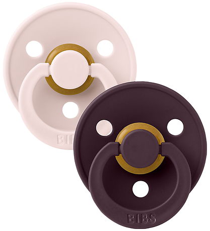 BIBS Colour Pacifiers - Size 1 - 2-Pack - Round - Petal/Plum