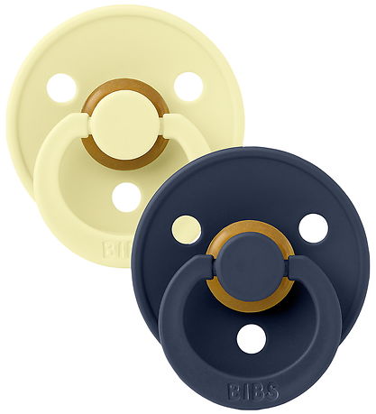 BIBS Colour Pacifiers - Size 2 - 2-Pack - Round - Luna/Deep Spac