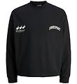 Jack & Jones Sweatshirt - JcoSignal - Black w. White Jack & Jones Sweatshirt - JcoSignal - Black w. White