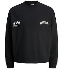 Jack & Jones Sweatshirt - JcoSignal - Black w. White Jack & Jones Sweatshirt - JcoSignal - Black w. White