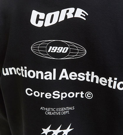 Jack & Jones Sweatshirt - JcoSignal - Black w. White Jack & Jones Sweatshirt - JcoSignal - Black w. White