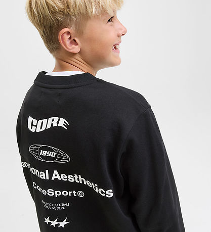 Jack & Jones Sweatshirt - JcoSignal - Black w. White Jack & Jones Sweatshirt - JcoSignal - Black w. White