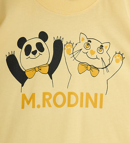 Mini Rodini T-shirt - Panda & CAT - Yellow