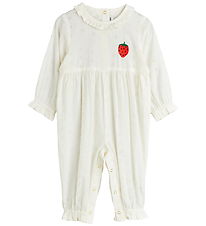 Mini Rodini Jumpsuit - Strawberry Schiffli - White Mini Rodini Jumpsuit - Strawberry Schiffli - White