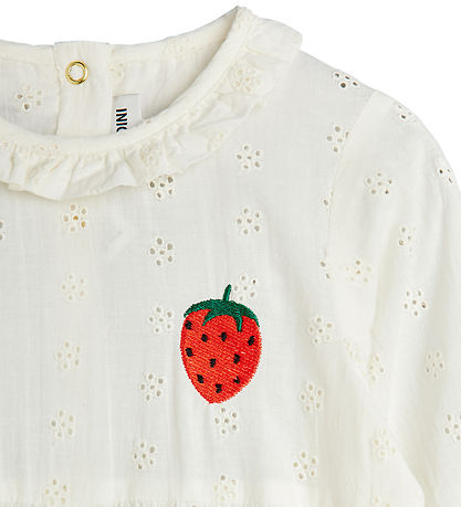 Mini Rodini Jumpsuit - Strawberry Schiffli - White Mini Rodini Jumpsuit - Strawberry Schiffli - White