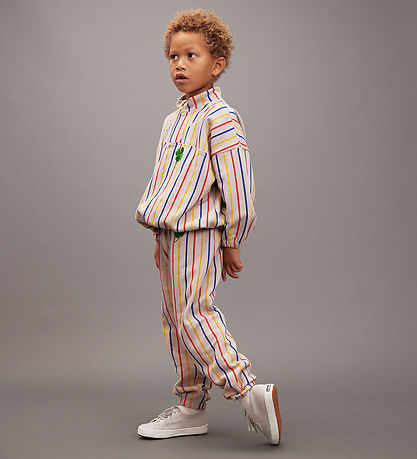 Mini Rodini Joggingbroek - Clover - Grijs m. Strepen