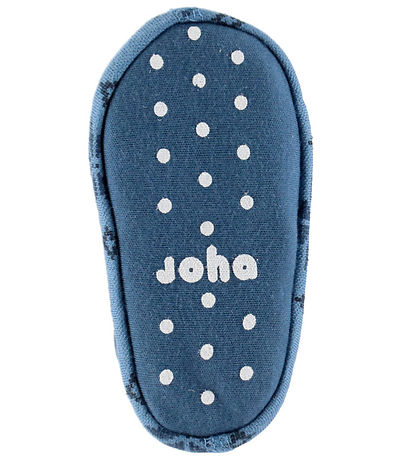 Joha Booties - 2-layer - Wool/Cotton - Blue w. Snowflakes