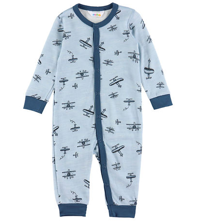 Joha Jumpsuit - Wool/Bamboo - Light Blue w. Print Joha Jumpsuit - Wool/Bamboo - Light Blue w. Print