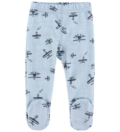 Joha Leggings M. Fætur - Ull/Bambus - Ljósblátt M. Prentað