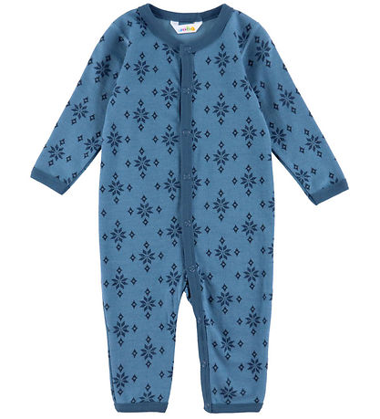 Joha Onesie - Ull - Blå m. Snöflingor