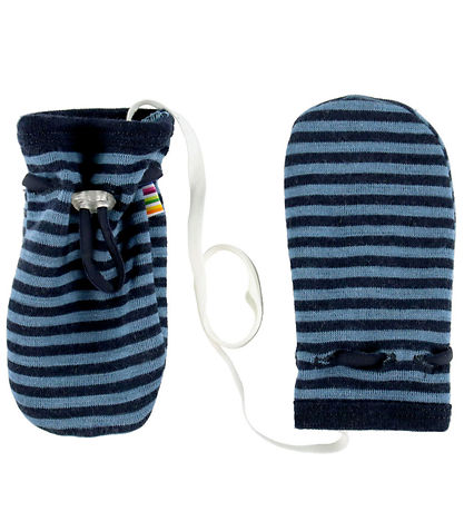 Joha Mittens w/o Thumb - Wool - Blue w. Stripes Joha Mittens w/o Thumb - Wool - Blue w. Stripes
