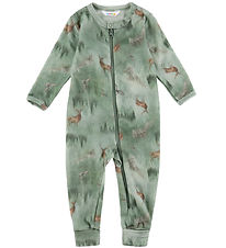 Joha Jumpsuit w. Feet - Wool - Green w. Forest Joha Jumpsuit w. Feet - Wool - Green w. Forest